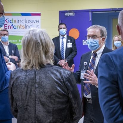 Dr. Pichora speaks with government representatives about a funding boost to support young patients.