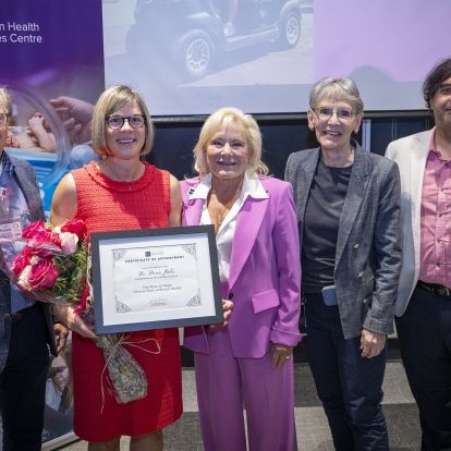 Dr. David Pichora, Dr. Doris Jabs, Rose of Hope Chair Sherri McCullough, Dr. Renate Ilse and Dr. Omar Islam