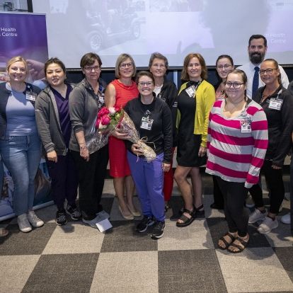 Dr. Jabs with members of KHSC's Medical Imaging department and Breast Imaging Kingston staff