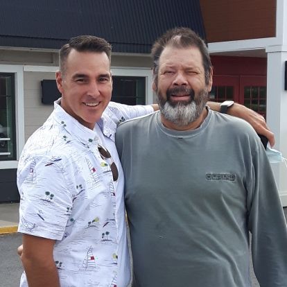 Kidney donor OPP Sergeant Darren Miller (left) with transplant recipient, retired OPP Officer John Hill