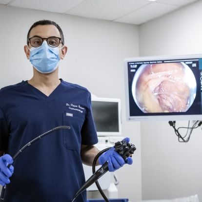 Dr. Bechara with specialized endoscopy equipment