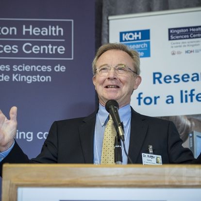 Dr. Roger Deeley, Vice-President of Health Sciences Research at KHSC and President of the KGHRI speaks during the grand opening
