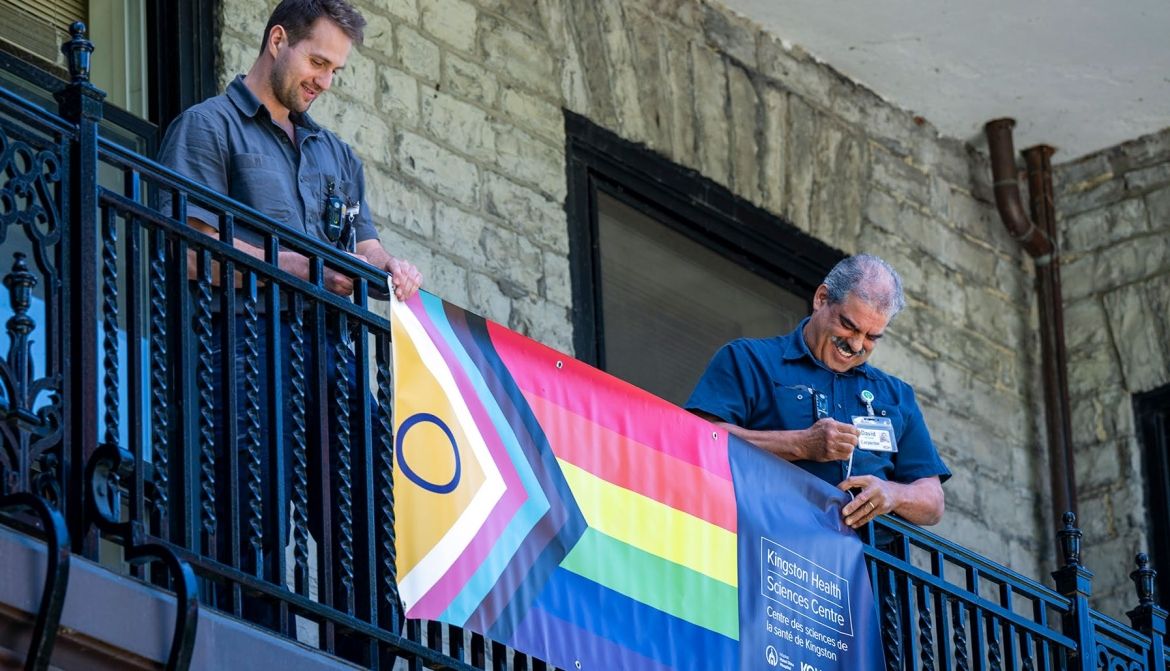 Pride banner hanging at KGH.