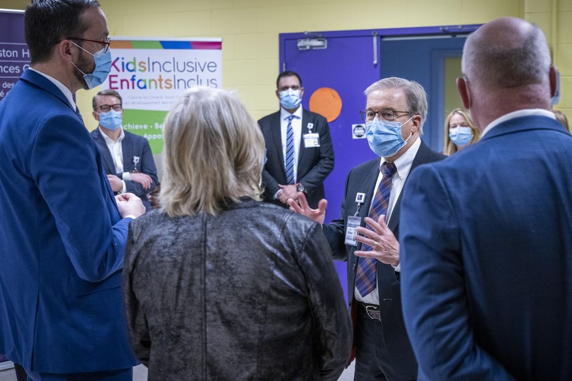 Dr. Pichora speaks with government representatives about a funding boost to support young patients.