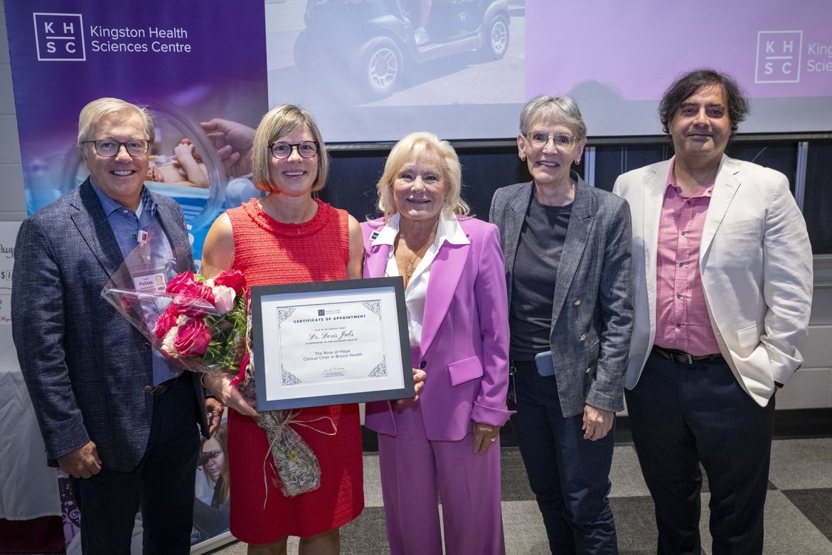 Dr. David Pichora, Dr. Doris Jabs, Rose of Hope Chair Sherri McCullough, Dr. Renate Ilse and Dr. Omar Islam