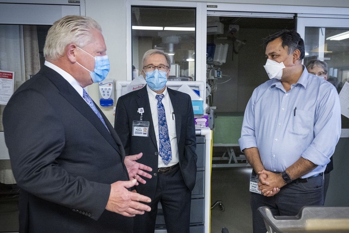 Premier Doug Ford with CEO Dr. David Pichora and Program Medical Director Dr. Anupam Sehgal