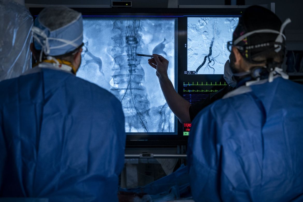 Surgical teams use image guided technology to complete a vascular procedure at KHSC