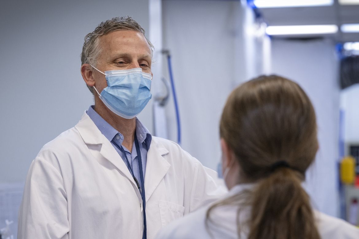 A photo of Dr. Curtis Oleschuk in KHSC's lab.
