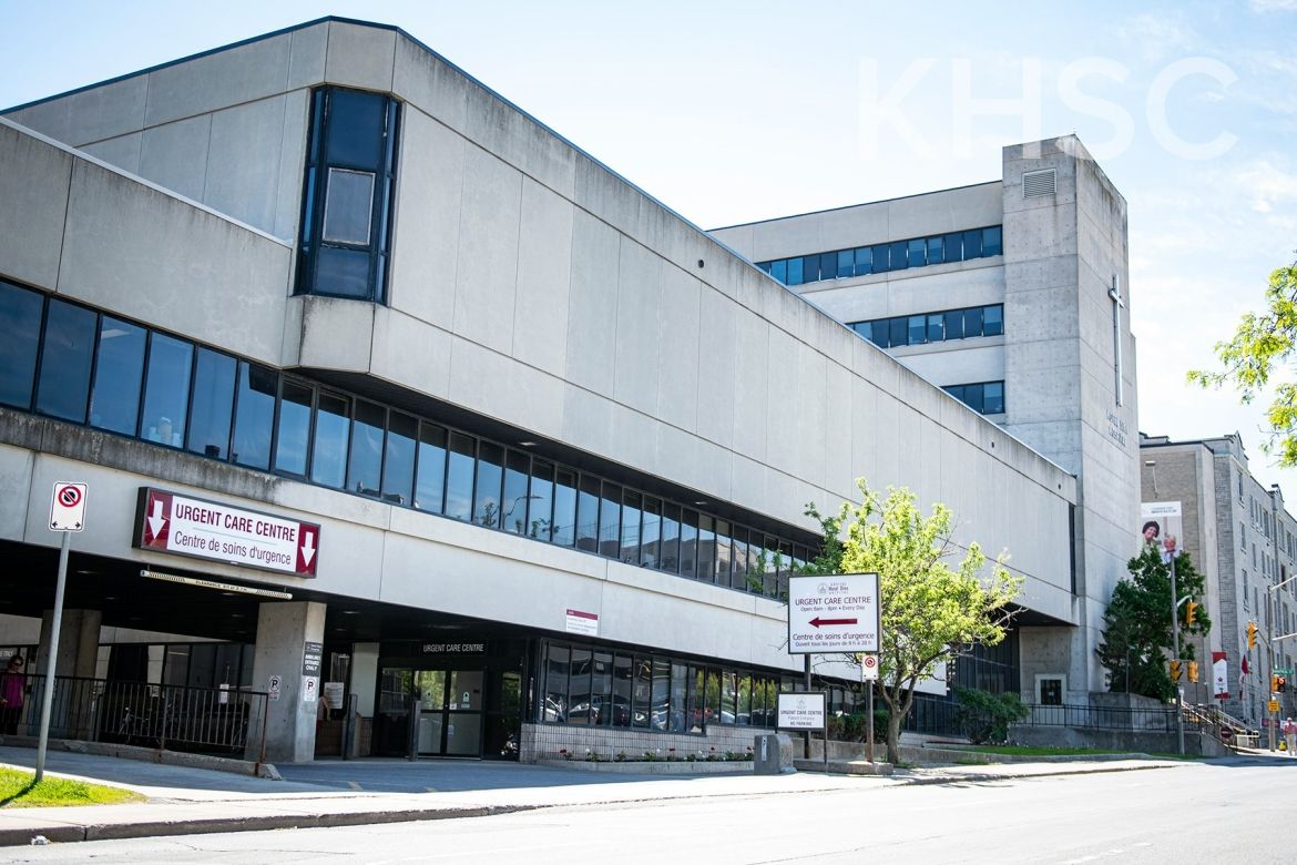 Pictured is an exterior wide shot of the Urgent Care Centre (UCC) located at KHSC's Hotel Dieu Hospital site.
