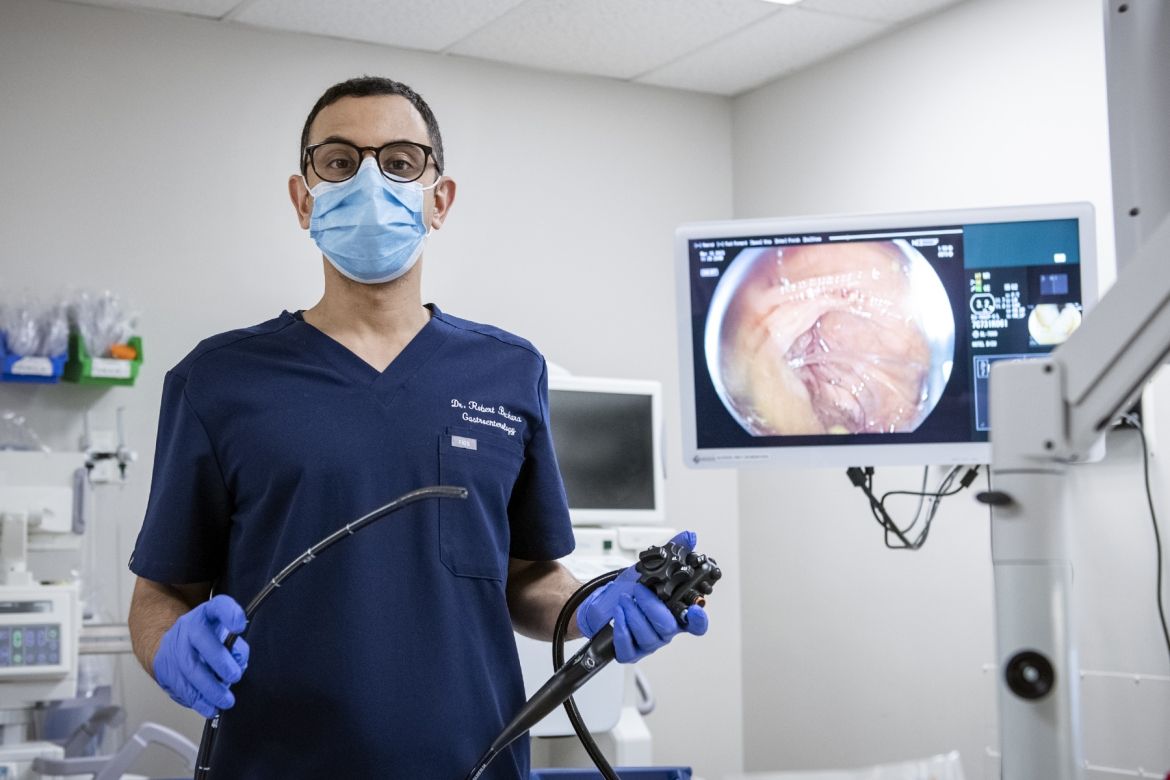 Dr. Bechara with specialized endoscopy equipment