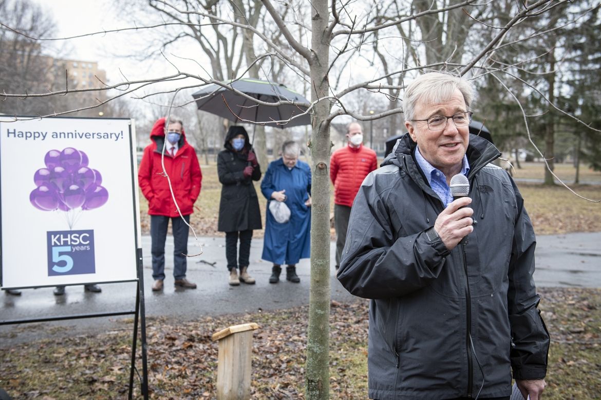 KHSC President and CEO Dr. David Pichora speaking during the event.