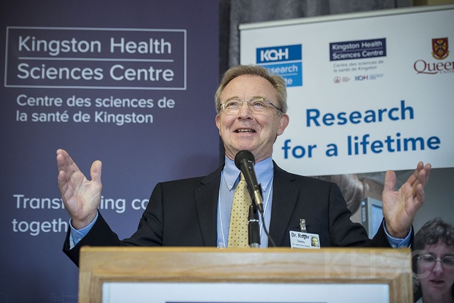 Dr. Roger Deeley, Vice-President of Health Sciences Research at KHSC and President of the KGHRI speaks during the grand opening