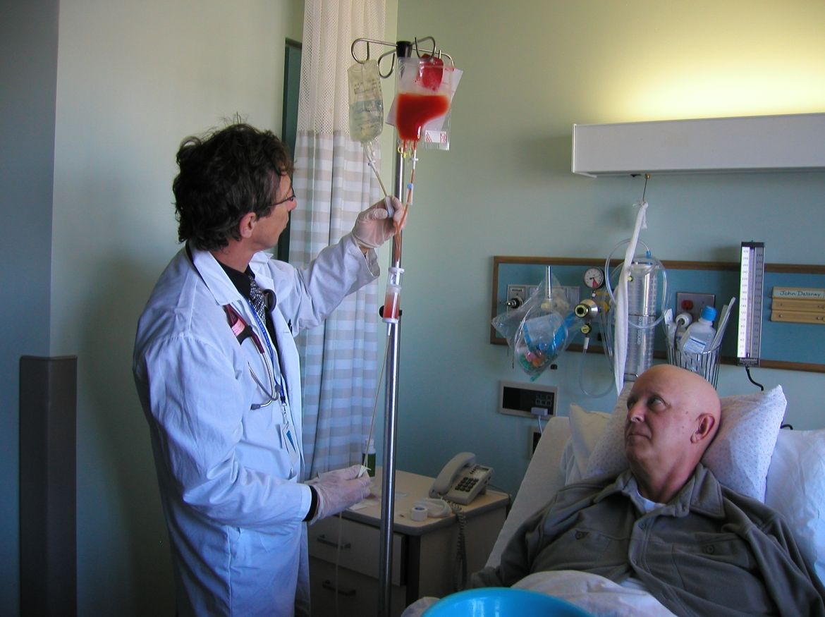 Man getting his stem cells re-infused