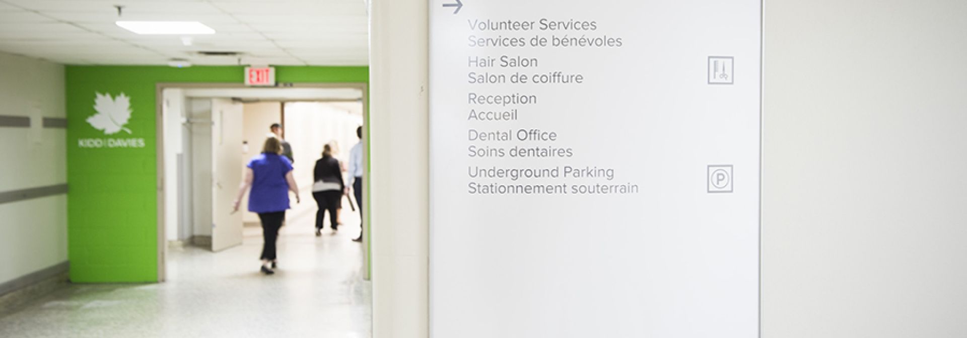A sample view of the KGH site wayfinding signage.