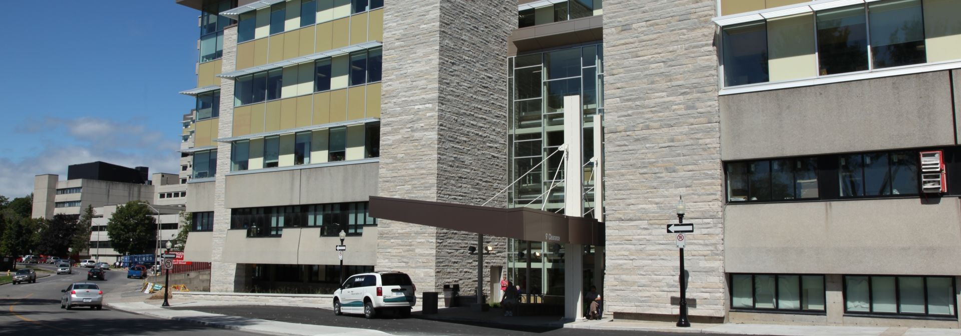Cancer Centre of Southeastern Ontario's main entrance at 25 King Street West in the Burr Wing of KGH