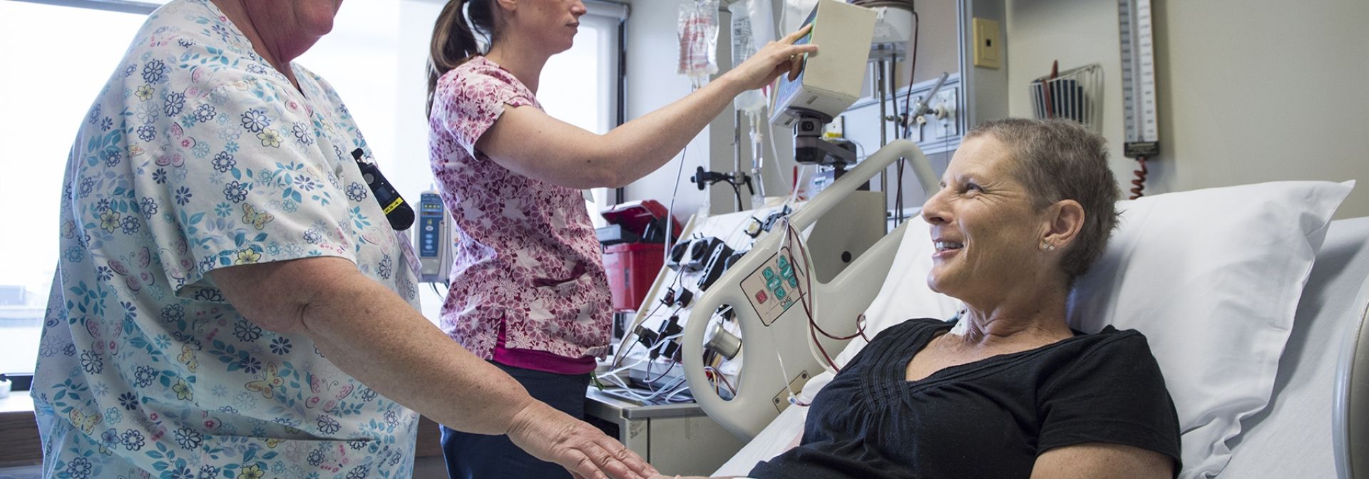 Stem cell nurses and a patient