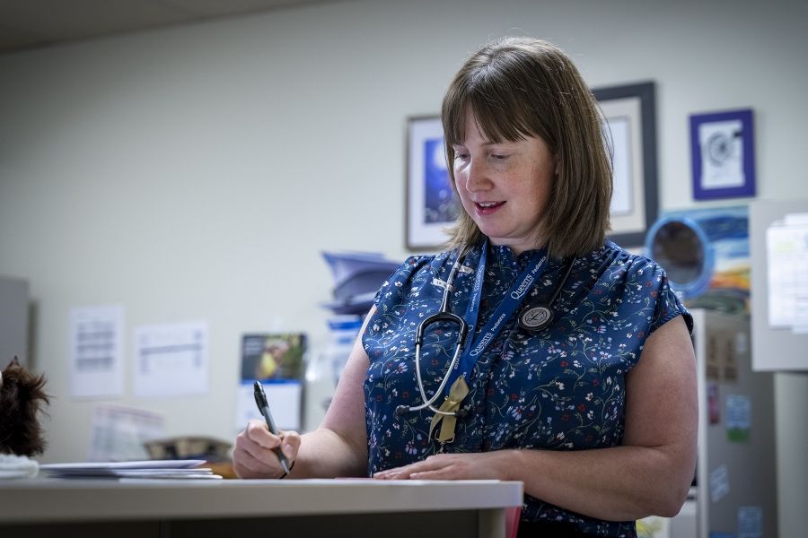 Dr. Laura Wheaton in clinic at KHSC