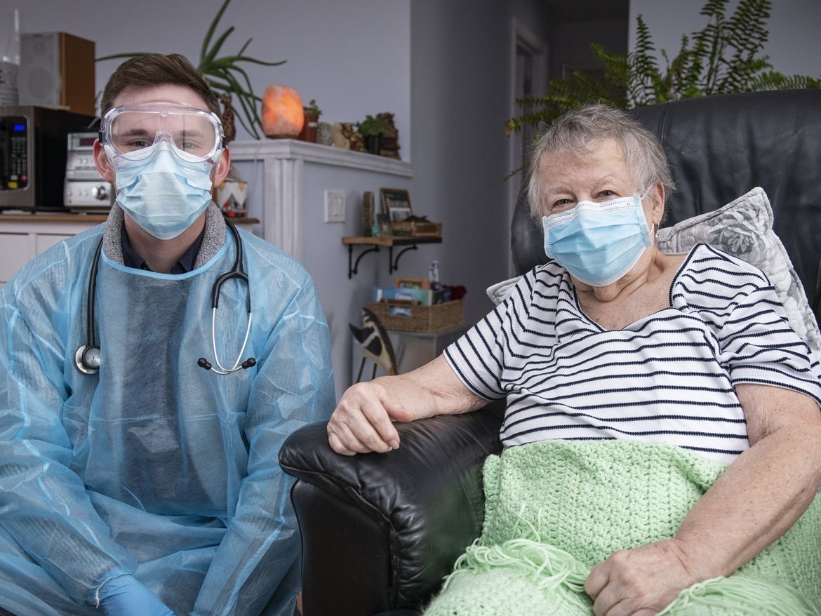 Patient care taking place inside a patient's home.
